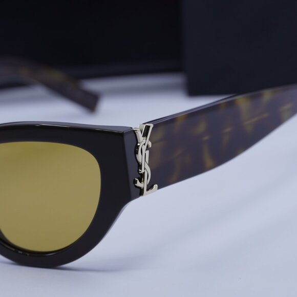 Saint Laurent SLM94 010 Cat Eye Sunglasses - Dark Brown/Nicotine Brown SL M94 Sunglasses | Saint Laurent main image 4